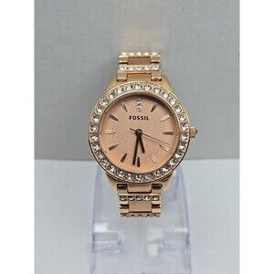 Fossil Jesse Watch Womens ES3020 34mm Rose Gold Tone Crystals New Battery
